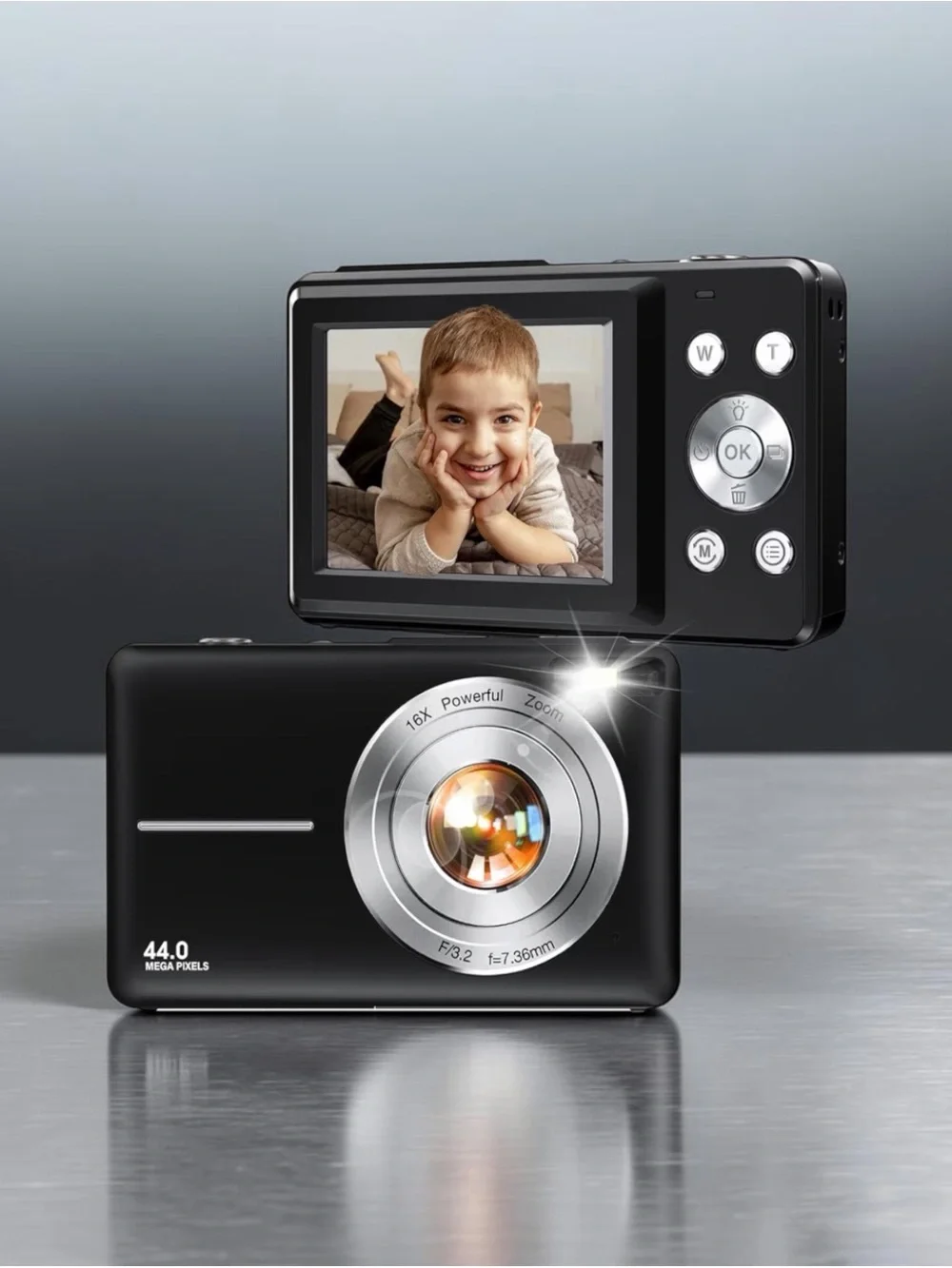 1080p Digital Camera 44MP Point And Shoot With 32GB SD Card 16x Zoom, Compact